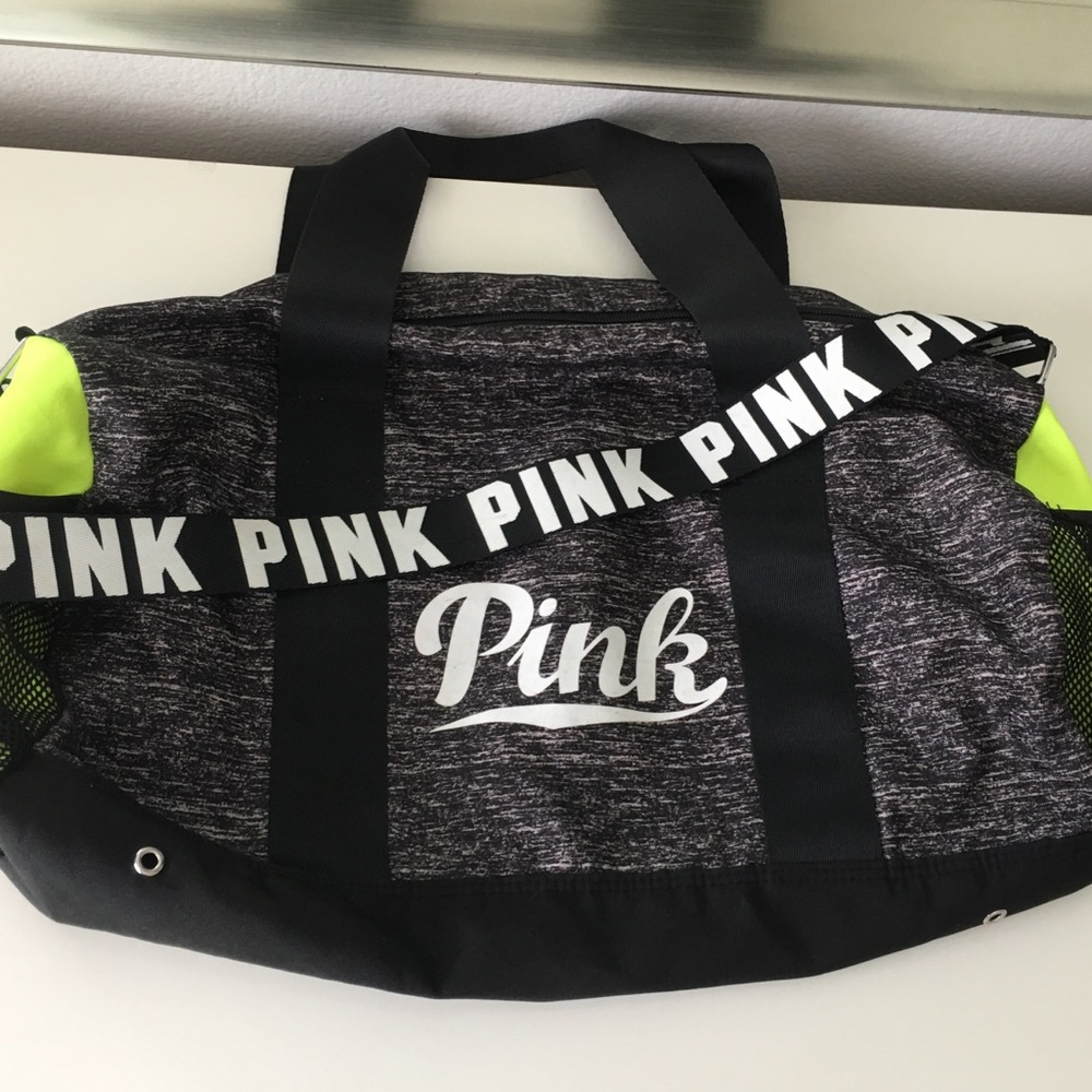 Pink Brand Duffle Bag Neon Yellow